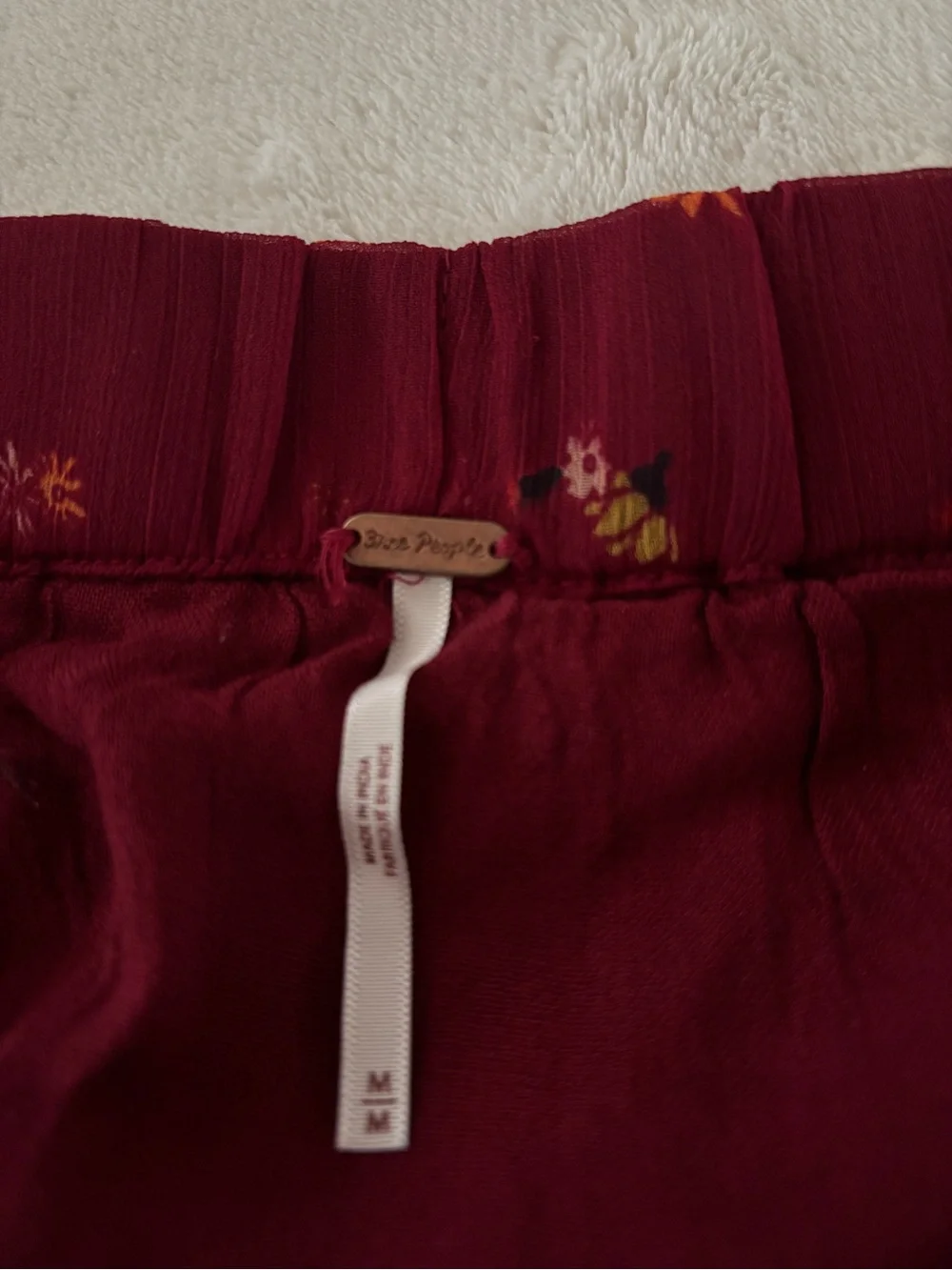 Free People Red Floral Tiered Mini Skirt